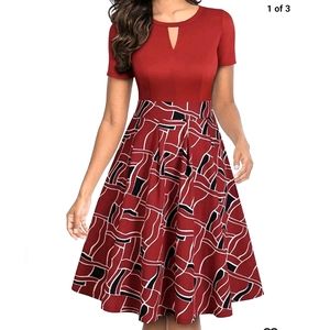 NWT Yathon Women's Vintage Floral Flared Casual Party Dress with Pockets